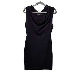 All Saints Women's Sz 6 Benedicta Black Wool Cowl Neck Sleeveless Sheath Dress